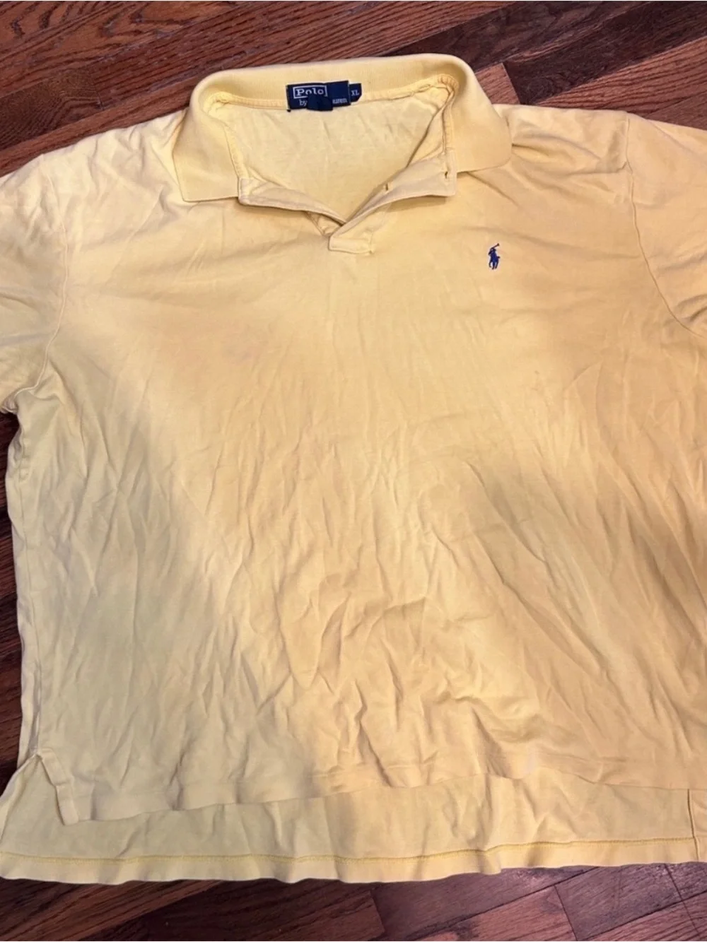 Polo by Ralph Lauren Men’s Yellow Short-Sleeve Polo with Navy Logo